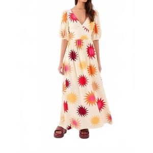 NEW DRESS TO cali print maxi dress in beige